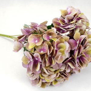 Hortenzia csokor gumis zöldes lila 50 cm