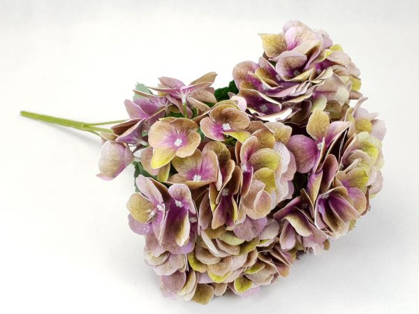 Hortenzia csokor gumis zöldes lila 50 cm