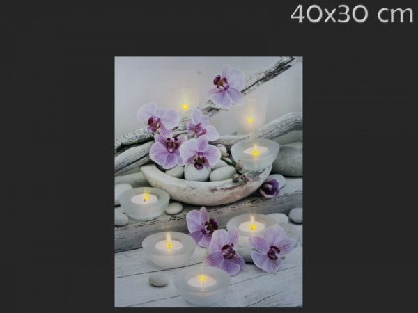 LEDes világító falikép orchideás 30x40cm