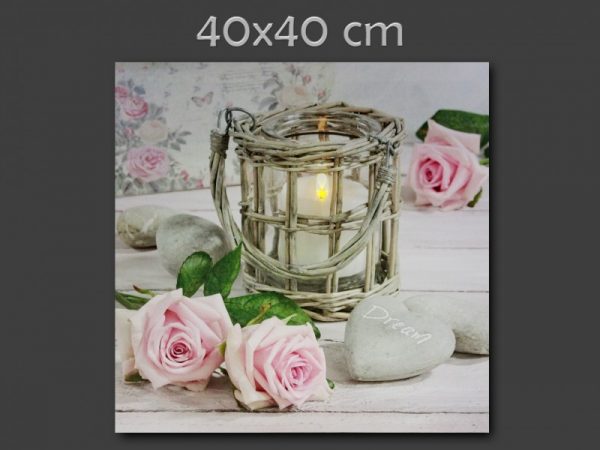 LEDes világító falikép rózsa 40x40cm