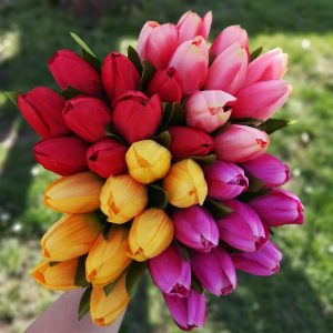 Selyem tulipán csokor 9 szálas