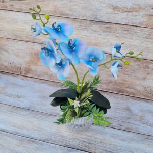 Mű orchidea kaspóban 2 szál kék