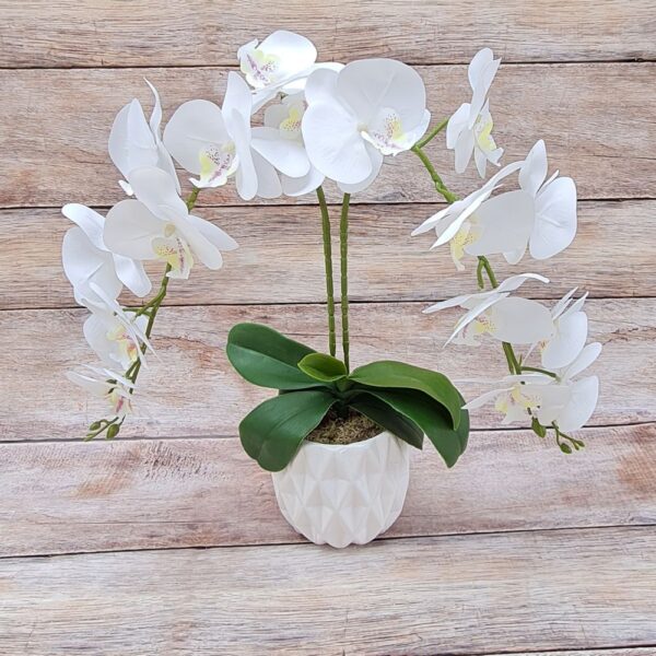 Mű orchidea kaspóban 2 szál fehér