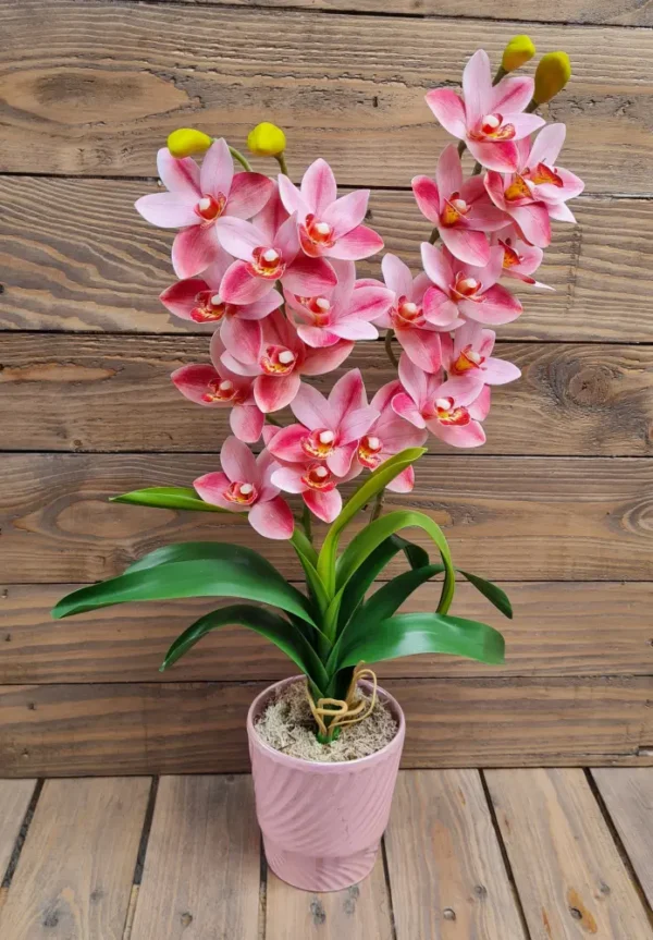Élethű gumi orchidea kaspóban 2 szál