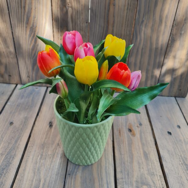 Tulipános asztaldísz színes 1